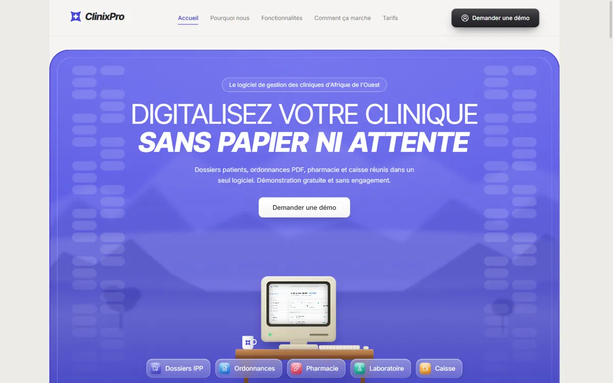 Aperçu du site ClinixPro